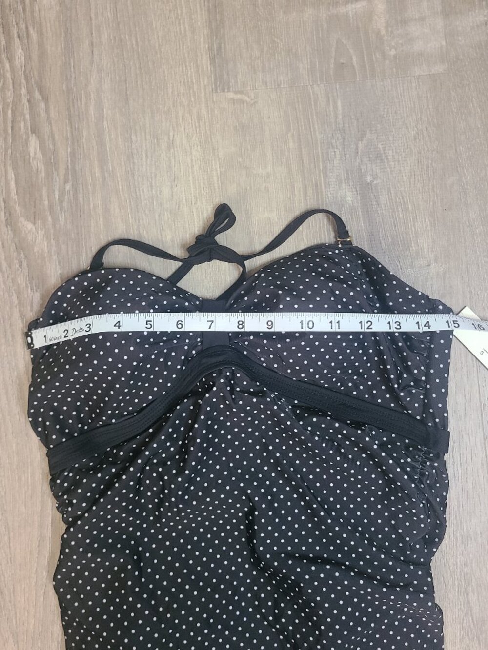 Nicole Miller Studio Black Polka Dot Bandeau One Piece Swimdress NWT Sz XL - Picture 3 of 5